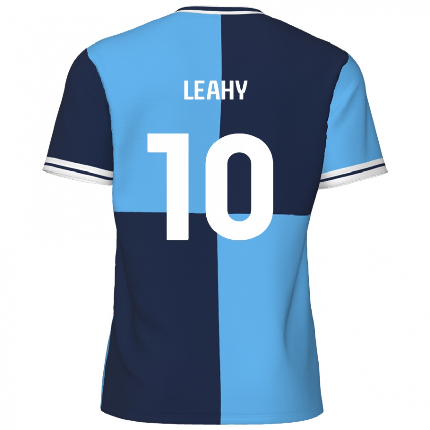 Gyermek Luke Leahy #10 Égszínkék Sötétkék Hazai Jersey 2024/25 Mez Póló Ing