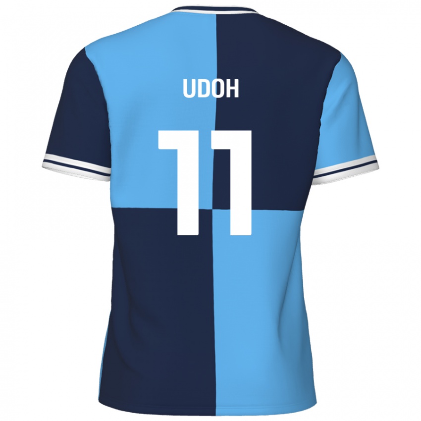 Gyermek Daniel Udoh #11 Égszínkék Sötétkék Hazai Jersey 2024/25 Mez Póló Ing