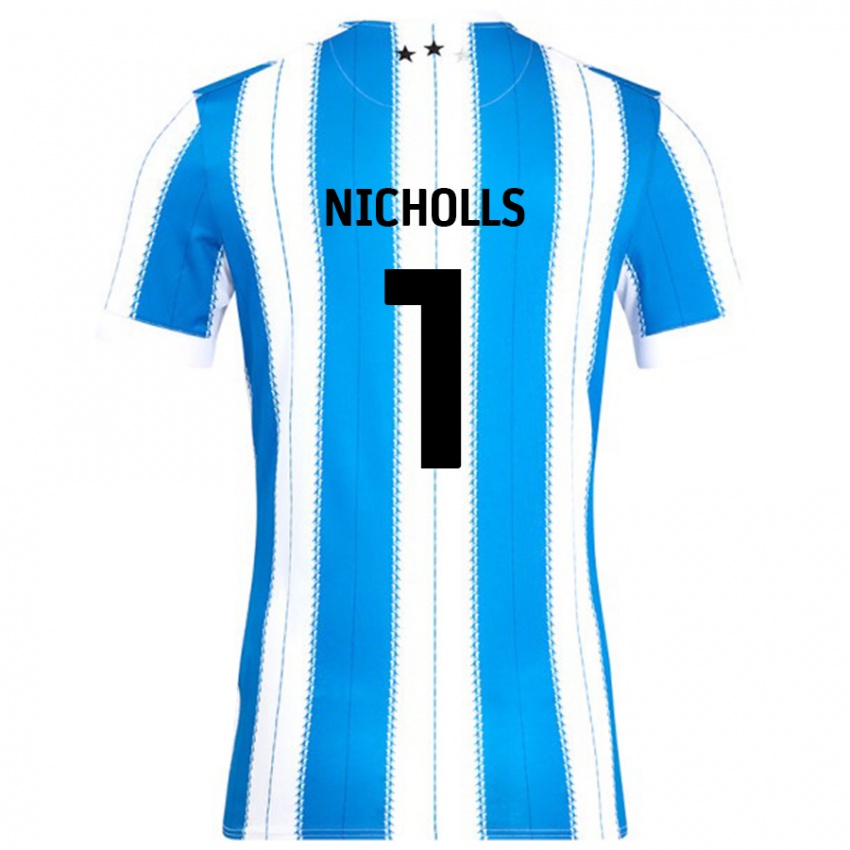 Gyermek Lee Nicholls #1 Kék Fehér Hazai Jersey 2024/25 Mez Póló Ing