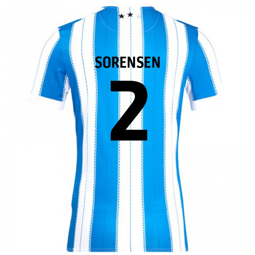 Gyermek Lasse Sörensen #2 Kék Fehér Hazai Jersey 2024/25 Mez Póló Ing