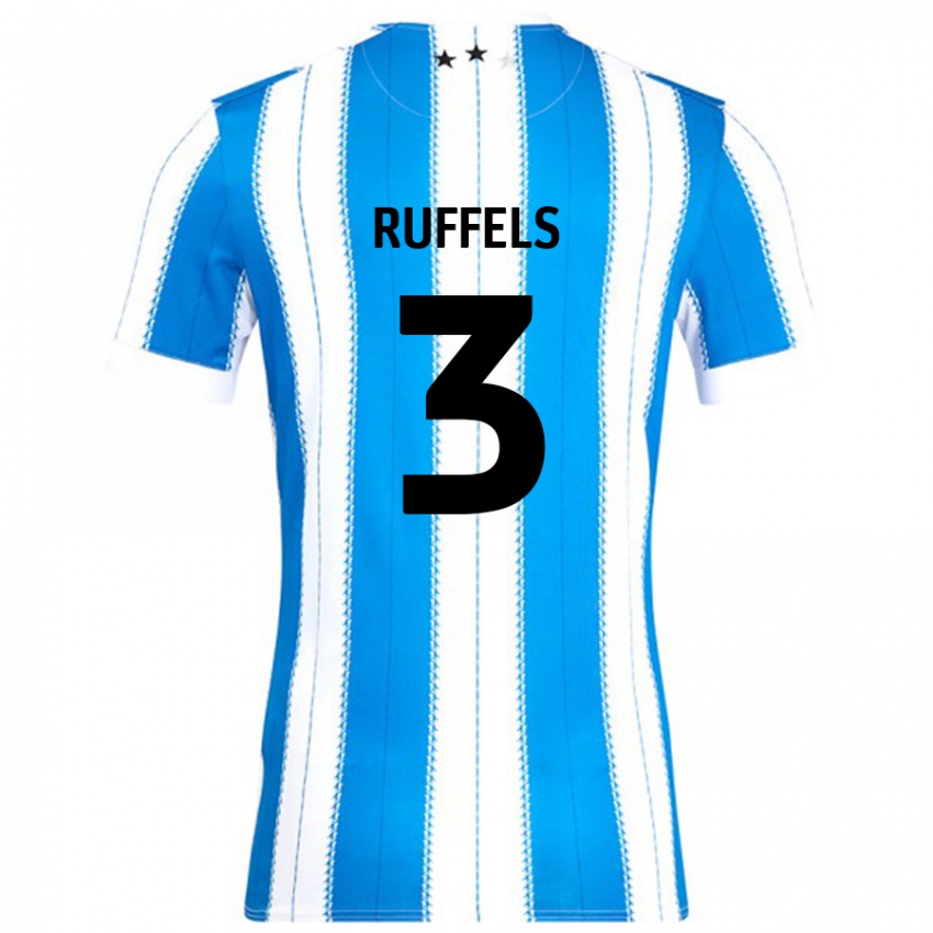 Gyermek Josh Ruffels #3 Kék Fehér Hazai Jersey 2024/25 Mez Póló Ing