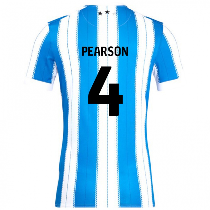 Gyermek Matty Pearson #4 Kék Fehér Hazai Jersey 2024/25 Mez Póló Ing