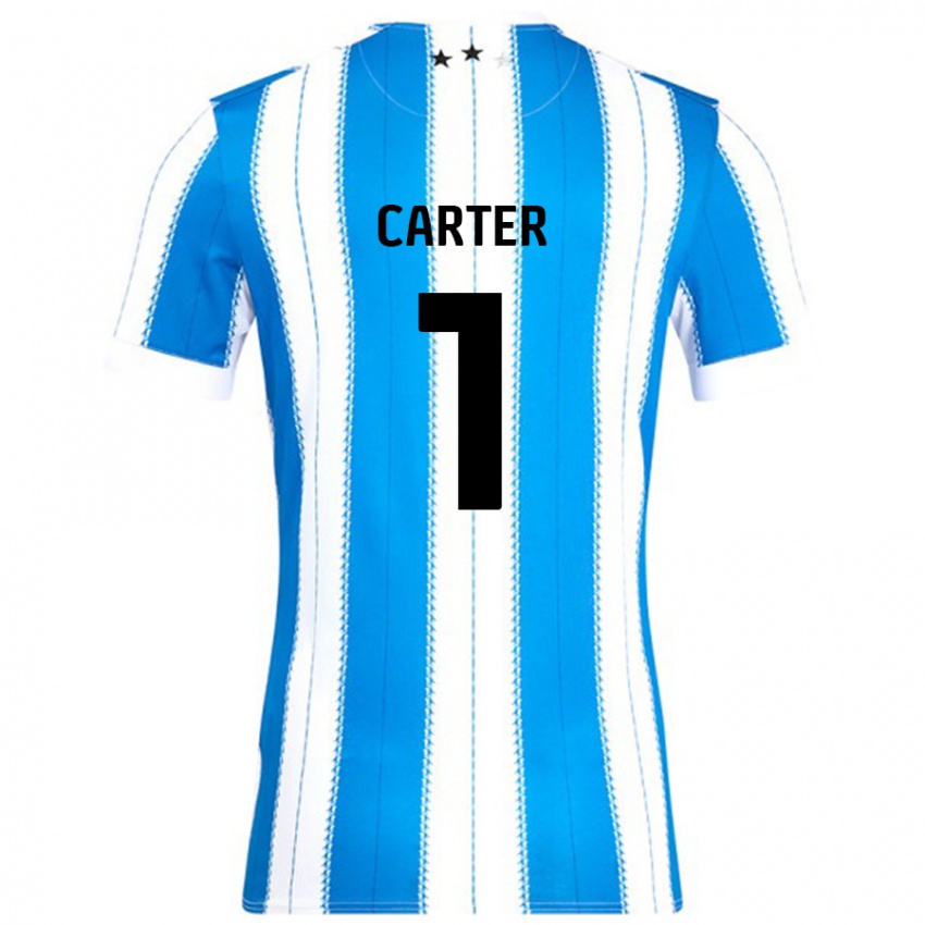 Gyermek Laura Carter #1 Kék Fehér Hazai Jersey 2024/25 Mez Póló Ing