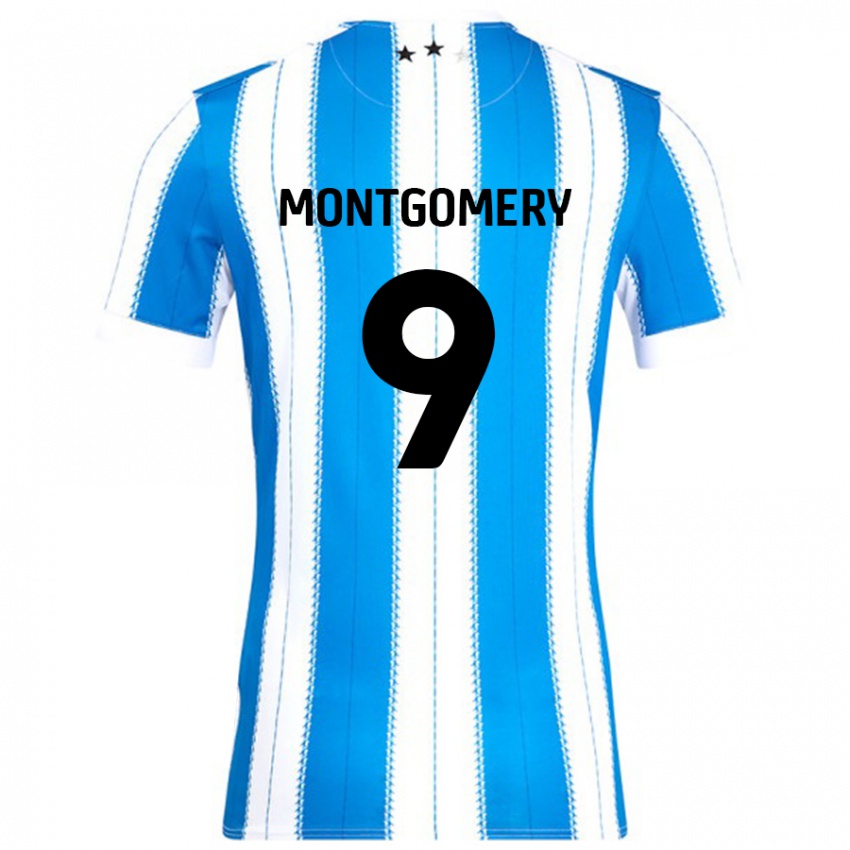 Gyermek Ria Montgomery #9 Kék Fehér Hazai Jersey 2024/25 Mez Póló Ing