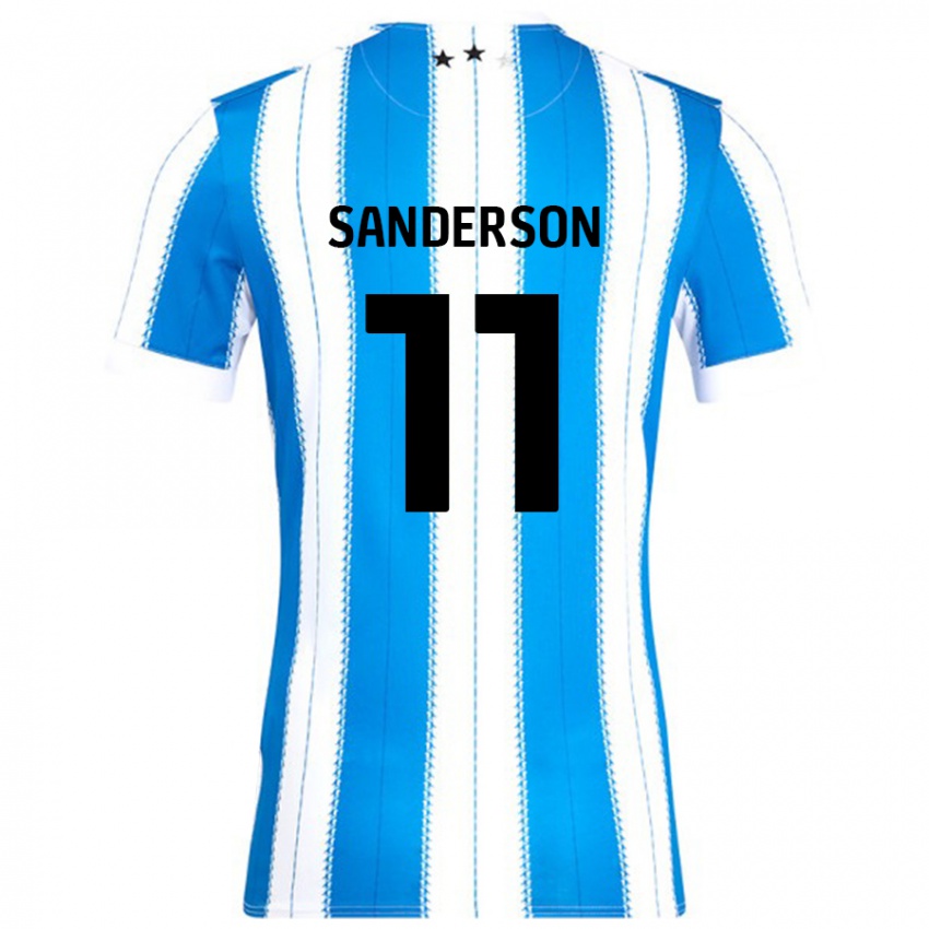 Gyermek Brittany Sanderson #11 Kék Fehér Hazai Jersey 2024/25 Mez Póló Ing