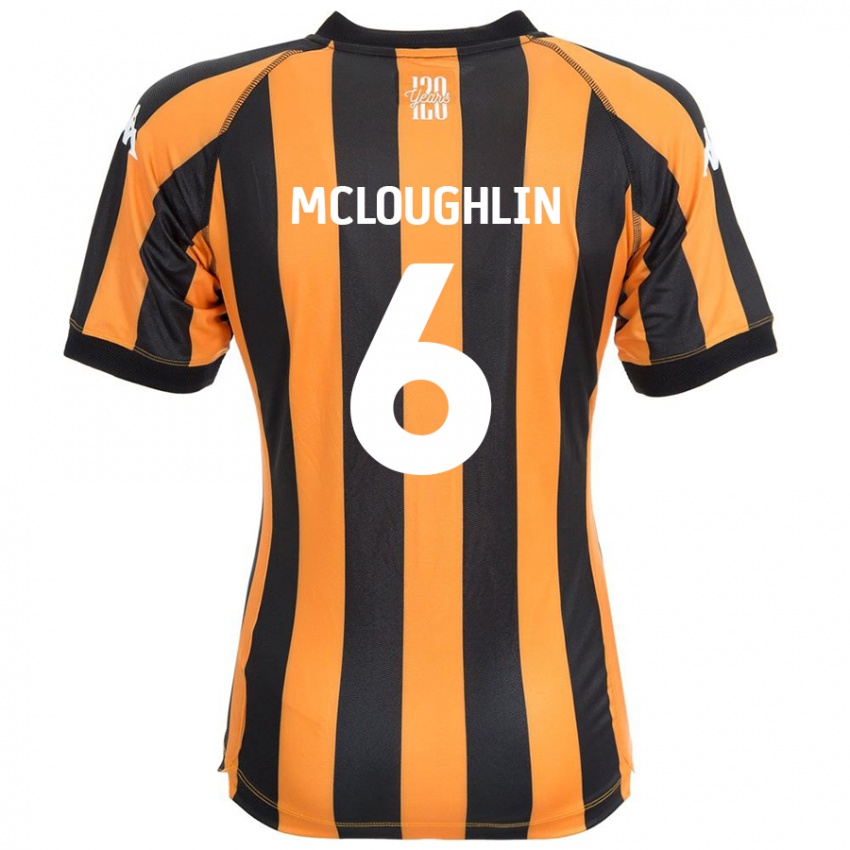 Gyermek Sean Mcloughlin #6 Fekete Borostyán Hazai Jersey 2024/25 Mez Póló Ing