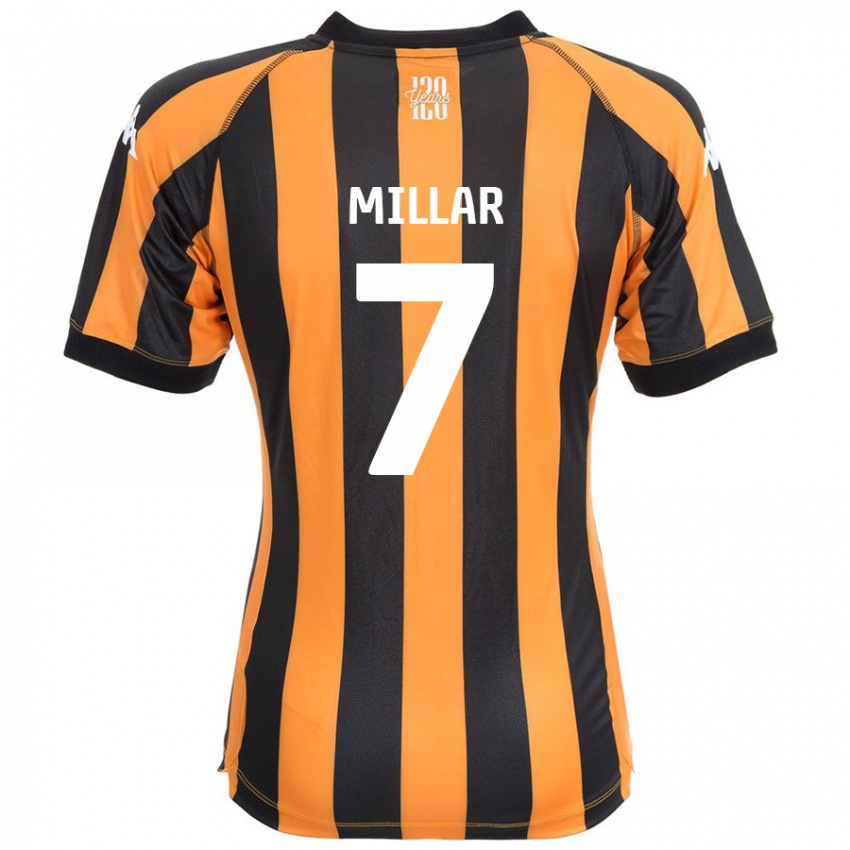 Gyermek Liam Millar #7 Fekete Borostyán Hazai Jersey 2024/25 Mez Póló Ing