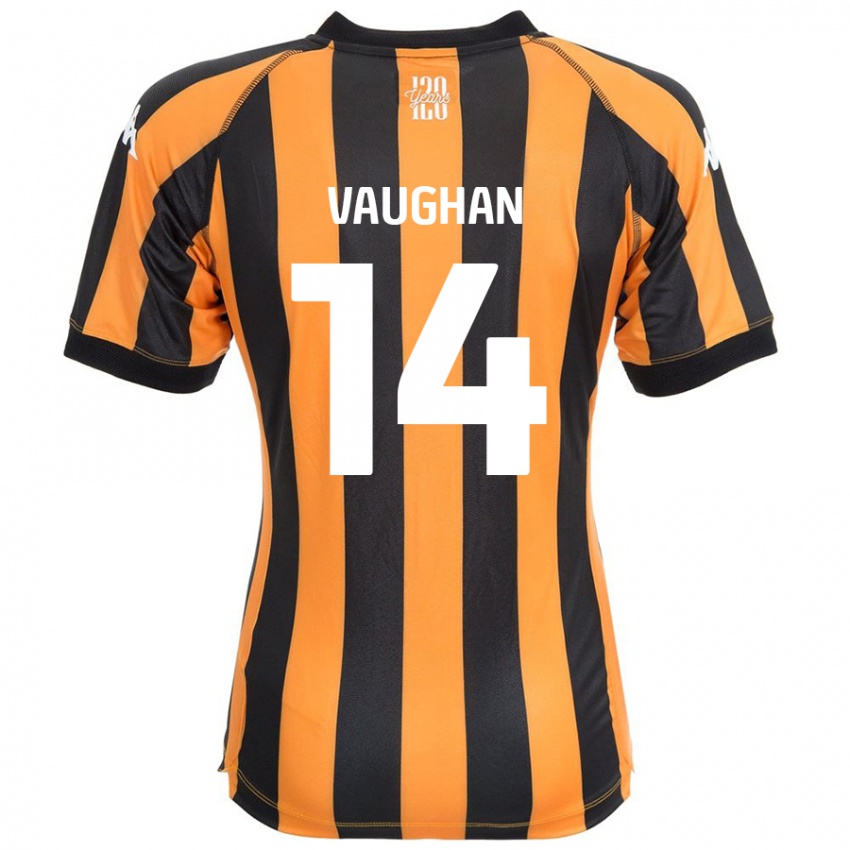 Gyermek Harry Vaughan #14 Fekete Borostyán Hazai Jersey 2024/25 Mez Póló Ing