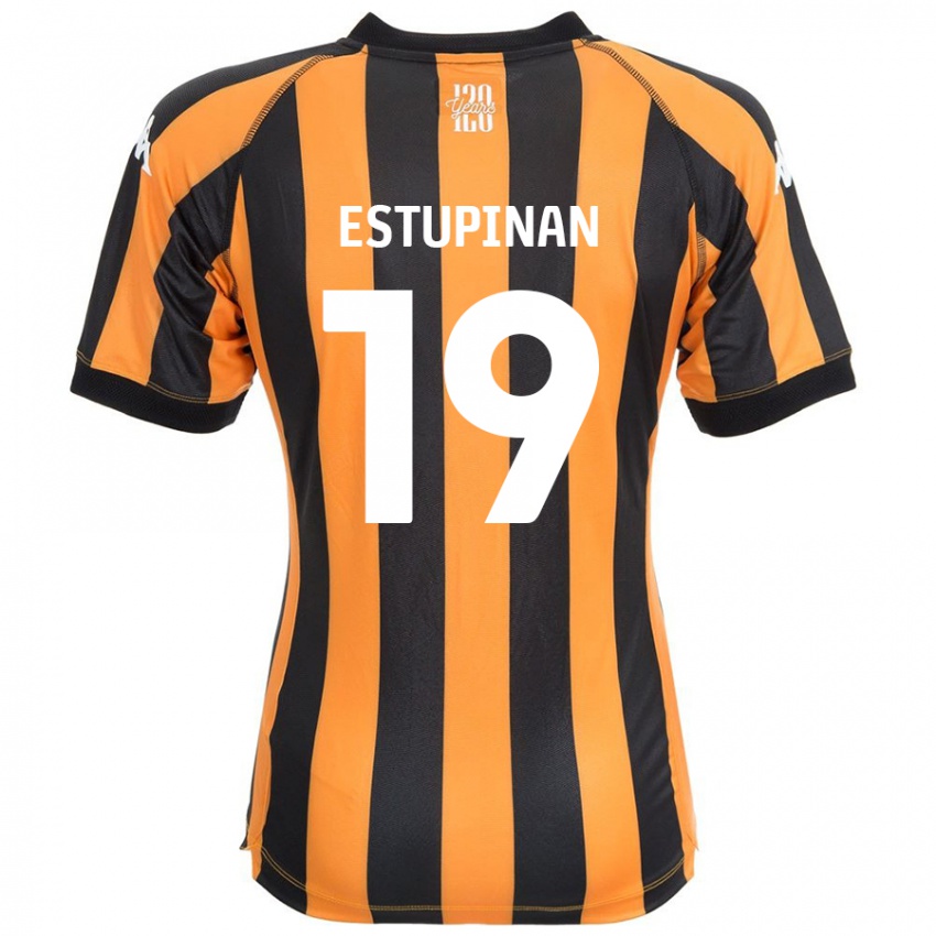 Gyermek Óscar Estupiñán #19 Fekete Borostyán Hazai Jersey 2024/25 Mez Póló Ing