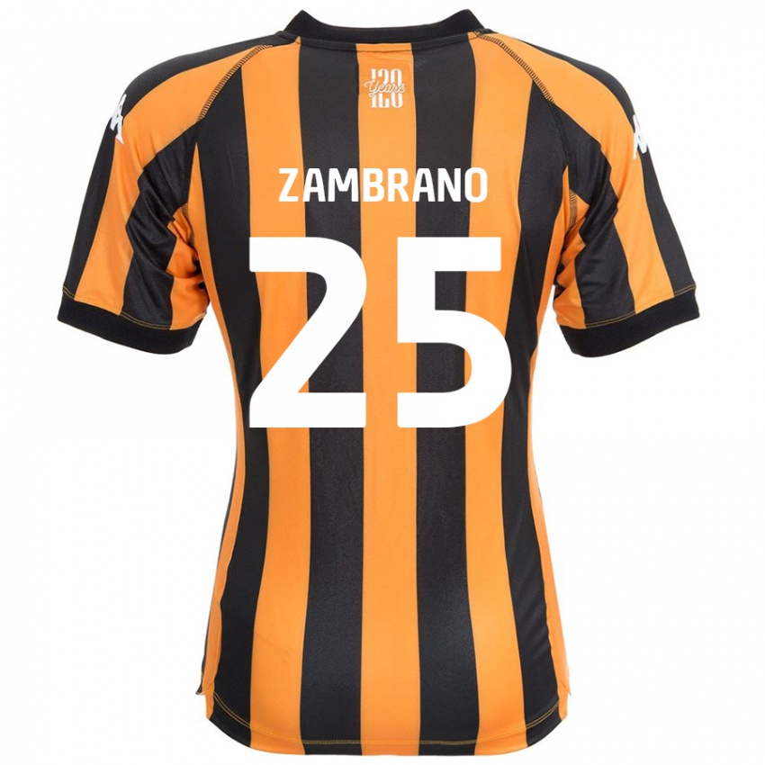 Gyermek Óscar Zambrano #25 Fekete Borostyán Hazai Jersey 2024/25 Mez Póló Ing