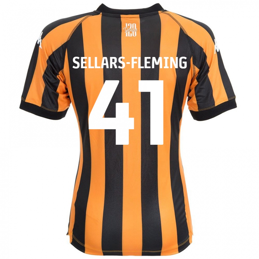 Gyermek Tyrell Sellars-Fleming #41 Fekete Borostyán Hazai Jersey 2024/25 Mez Póló Ing