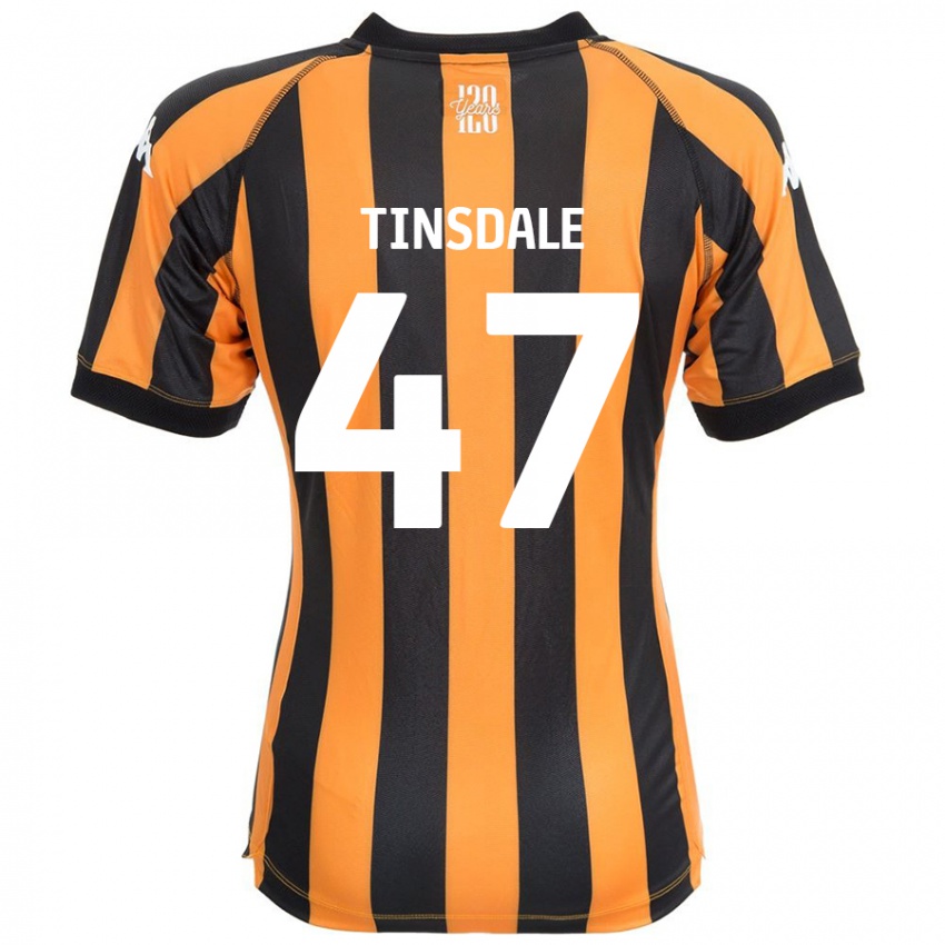 Gyermek Nathan Tinsdale #47 Fekete Borostyán Hazai Jersey 2024/25 Mez Póló Ing