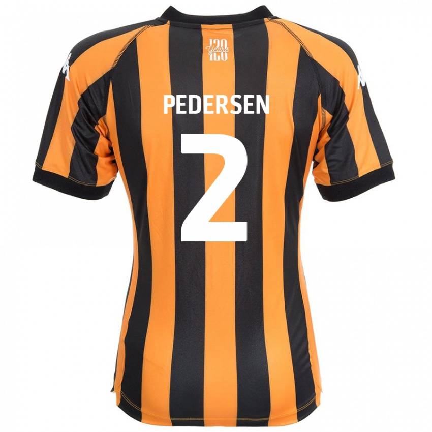 Gyermek Eden Pedersen #2 Fekete Borostyán Hazai Jersey 2024/25 Mez Póló Ing