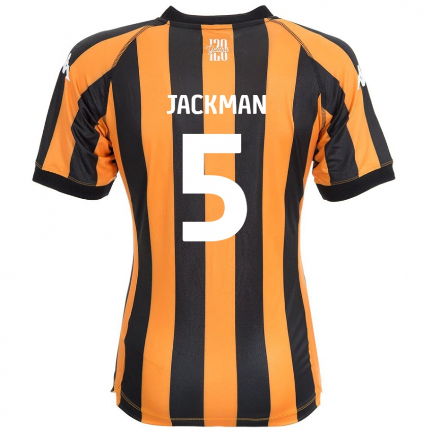 Gyermek Ellice Jackman #5 Fekete Borostyán Hazai Jersey 2024/25 Mez Póló Ing