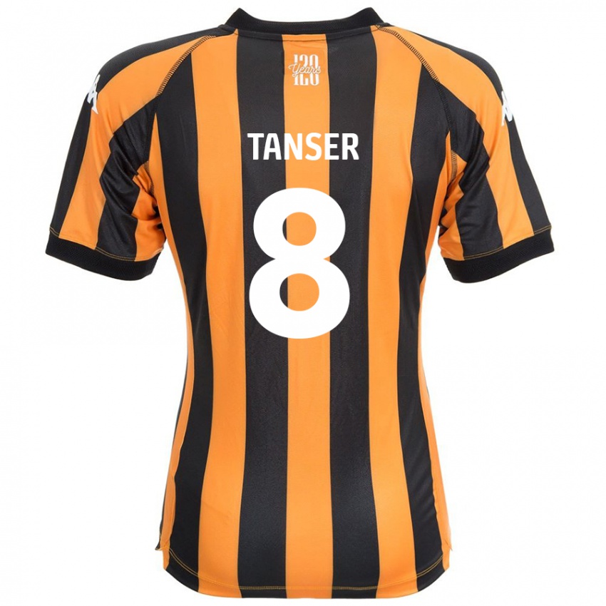 Gyermek Ellie Tanser #8 Fekete Borostyán Hazai Jersey 2024/25 Mez Póló Ing