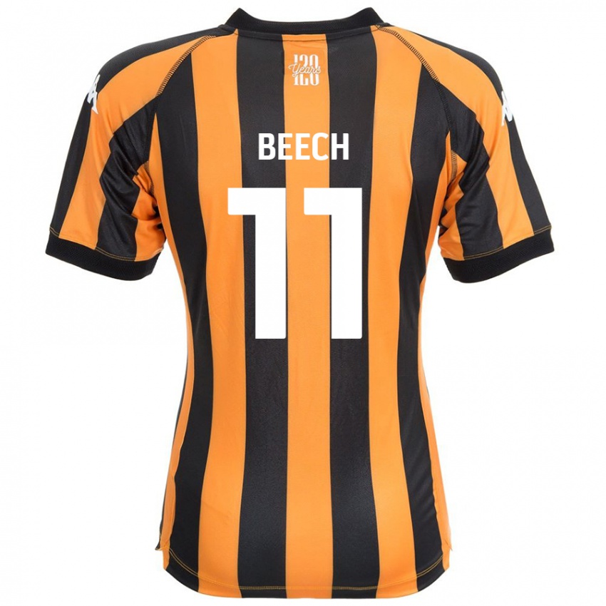 Gyermek Rebecca Beech #11 Fekete Borostyán Hazai Jersey 2024/25 Mez Póló Ing