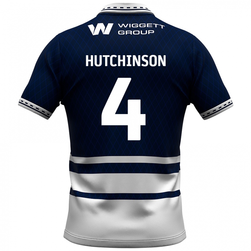 Gyermek Shaun Hutchinson #4 Sötétkék Fehér Hazai Jersey 2024/25 Mez Póló Ing