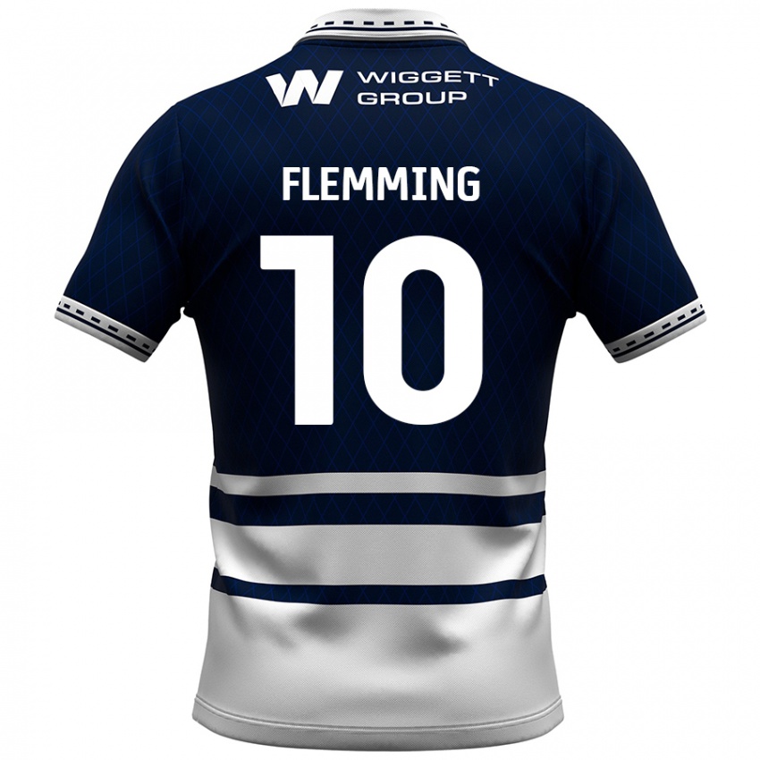 Gyermek Zian Flemming #10 Sötétkék Fehér Hazai Jersey 2024/25 Mez Póló Ing