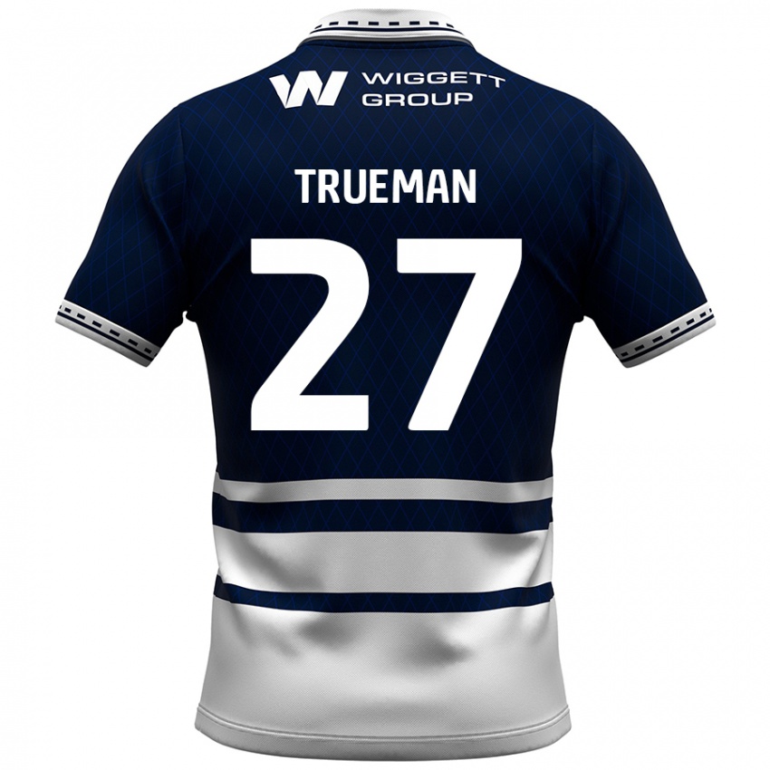 Gyermek Connal Trueman #27 Sötétkék Fehér Hazai Jersey 2024/25 Mez Póló Ing