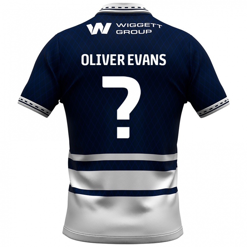 Gyermek Oliver Evans #0 Sötétkék Fehér Hazai Jersey 2024/25 Mez Póló Ing