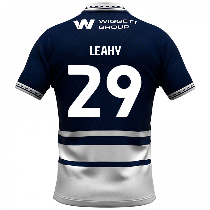 Gyermek Tom Leahy #29 Sötétkék Fehér Hazai Jersey 2024/25 Mez Póló Ing