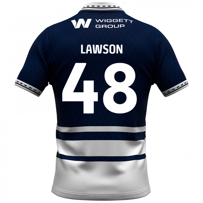 Gyermek Sha'mar Lawson #48 Sötétkék Fehér Hazai Jersey 2024/25 Mez Póló Ing