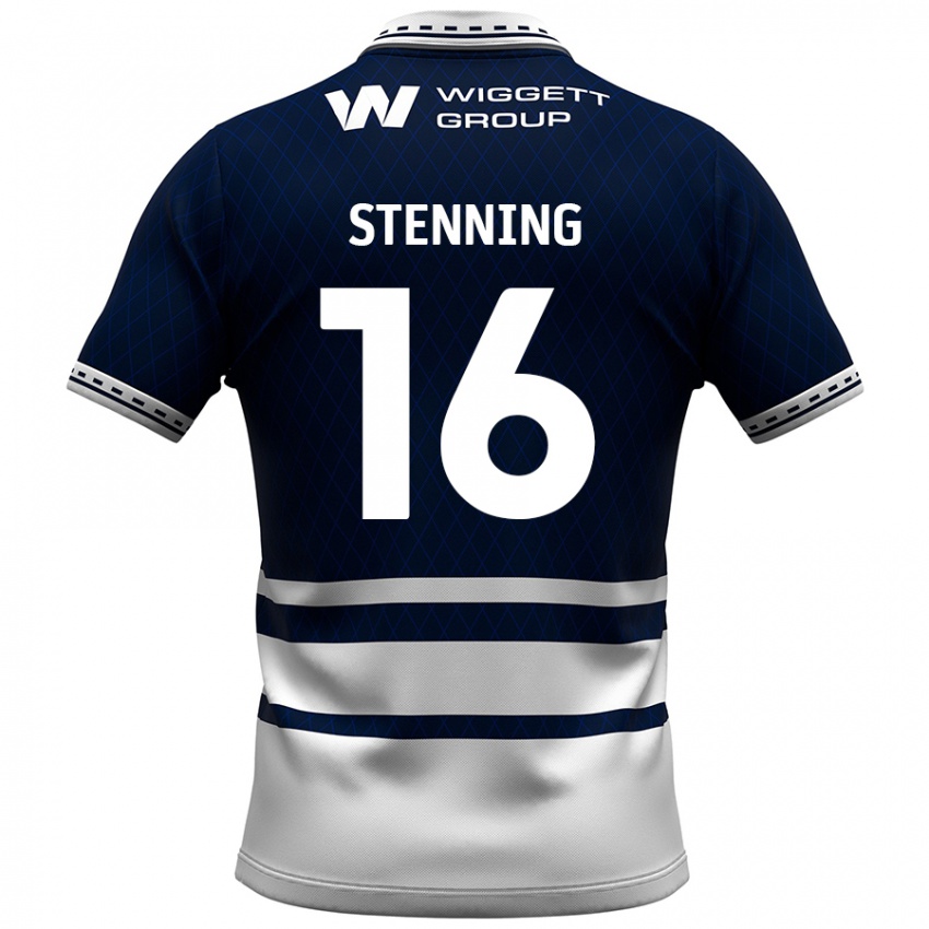 Gyermek Ellie Stenning #16 Sötétkék Fehér Hazai Jersey 2024/25 Mez Póló Ing