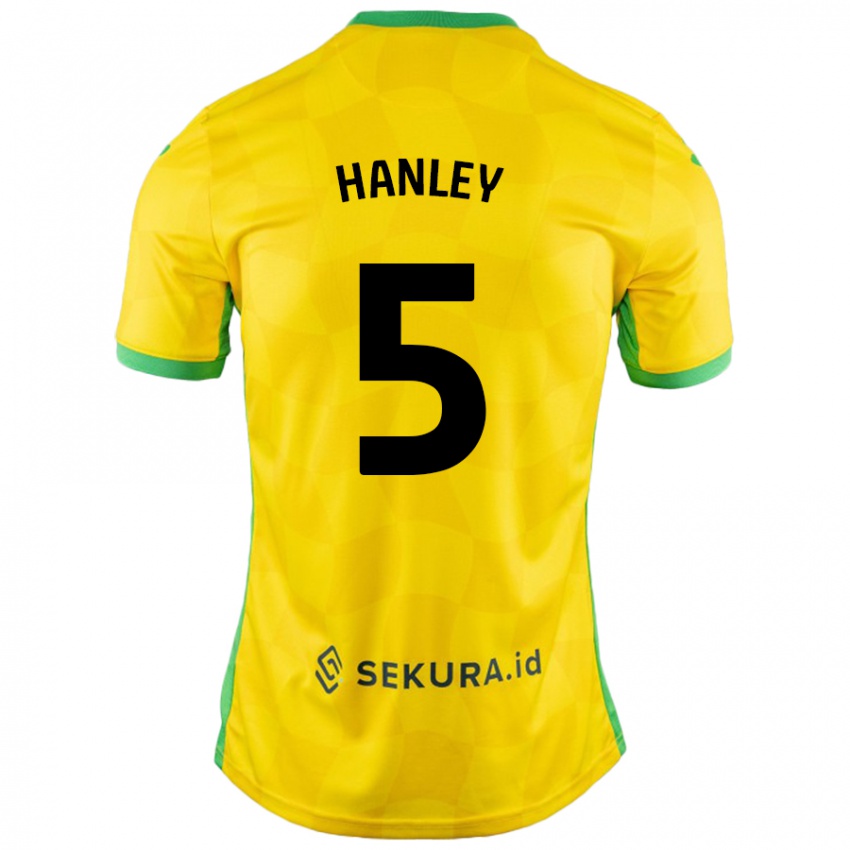 Gyermek Grant Hanley #5 Sárga Zöld Hazai Jersey 2024/25 Mez Póló Ing