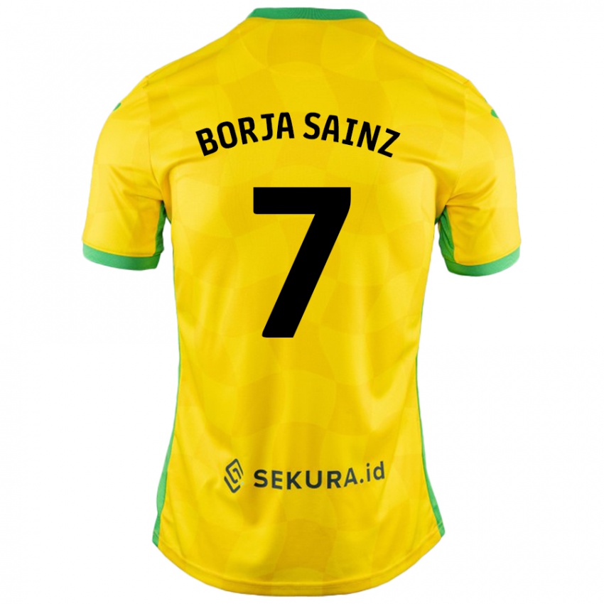 Gyermek Borja Sainz #7 Sárga Zöld Hazai Jersey 2024/25 Mez Póló Ing