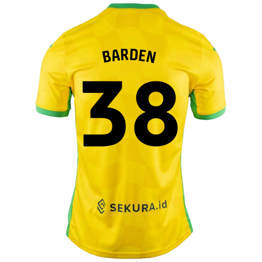 Gyermek Daniel Barden #38 Sárga Zöld Hazai Jersey 2024/25 Mez Póló Ing