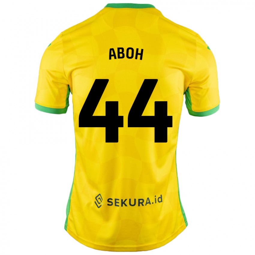 Gyermek Ken Aboh #44 Sárga Zöld Hazai Jersey 2024/25 Mez Póló Ing