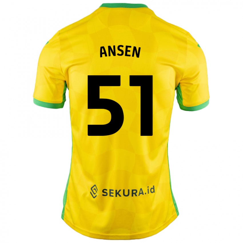 Gyermek Caleb Ansen #51 Sárga Zöld Hazai Jersey 2024/25 Mez Póló Ing