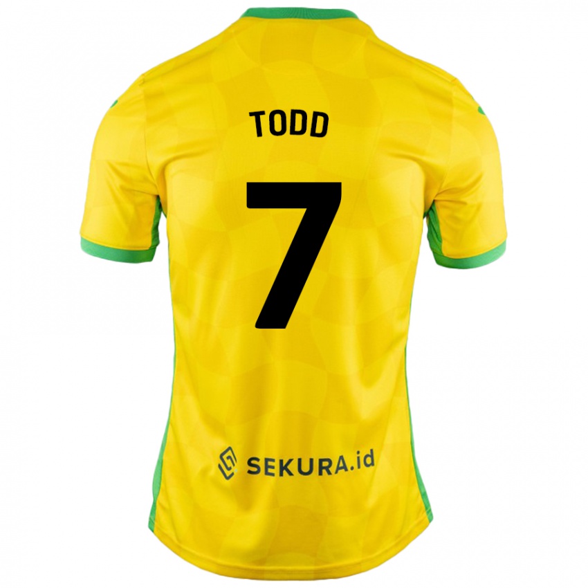 Gyermek Megan Todd #7 Sárga Zöld Hazai Jersey 2024/25 Mez Póló Ing