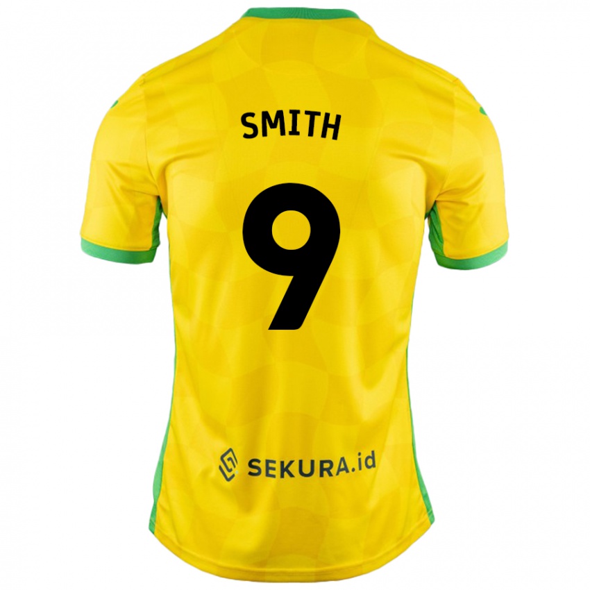 Gyermek Ellie Smith #9 Sárga Zöld Hazai Jersey 2024/25 Mez Póló Ing