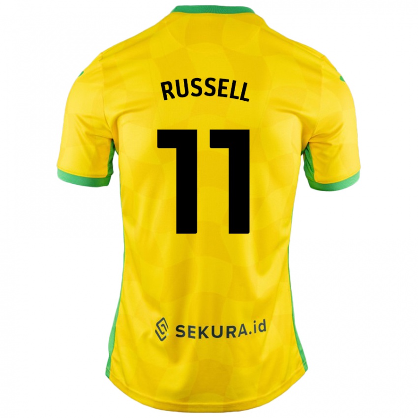 Gyermek Rebecca Russell #11 Sárga Zöld Hazai Jersey 2024/25 Mez Póló Ing