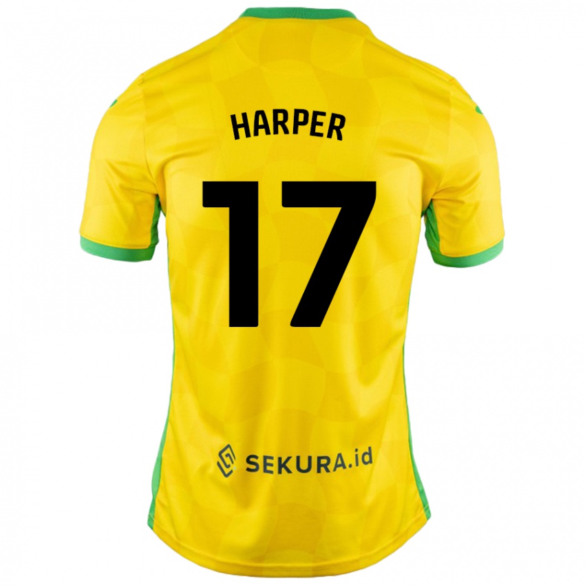 Gyermek Jess Harper #17 Sárga Zöld Hazai Jersey 2024/25 Mez Póló Ing