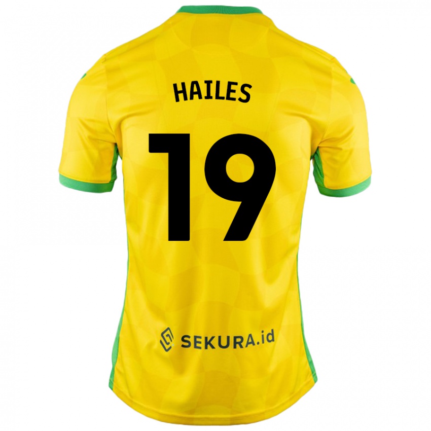 Gyermek Lauren Hailes #19 Sárga Zöld Hazai Jersey 2024/25 Mez Póló Ing