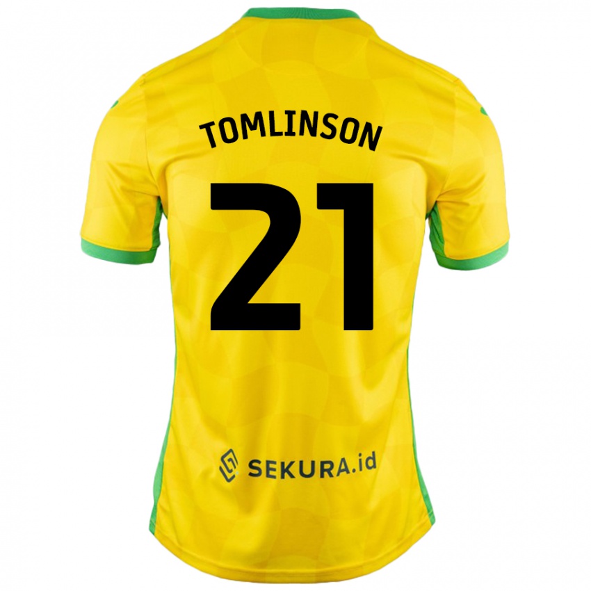 Gyermek Lauren Tomlinson #21 Sárga Zöld Hazai Jersey 2024/25 Mez Póló Ing