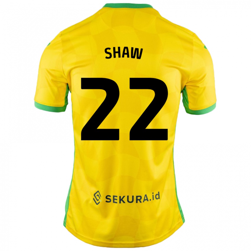 Gyermek Shannon Shaw #22 Sárga Zöld Hazai Jersey 2024/25 Mez Póló Ing