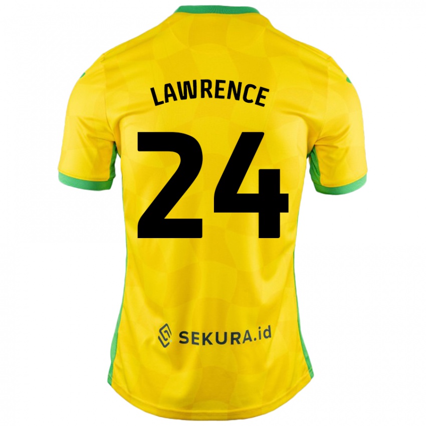 Gyermek Rachel Lawrence #24 Sárga Zöld Hazai Jersey 2024/25 Mez Póló Ing