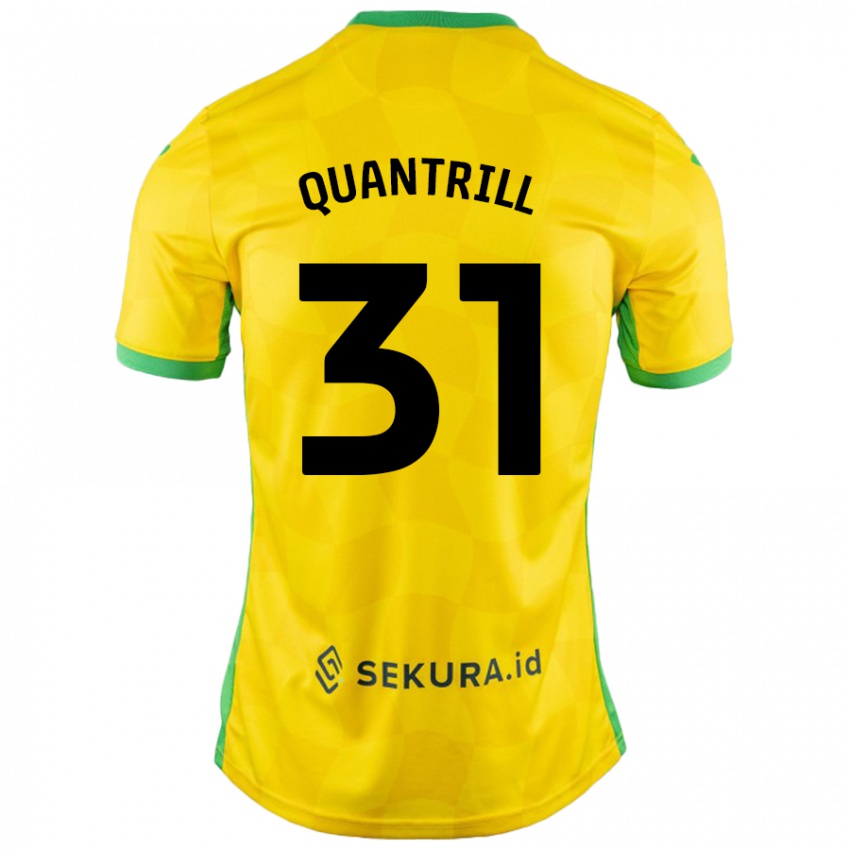 Gyermek Sarah Quantrill #31 Sárga Zöld Hazai Jersey 2024/25 Mez Póló Ing