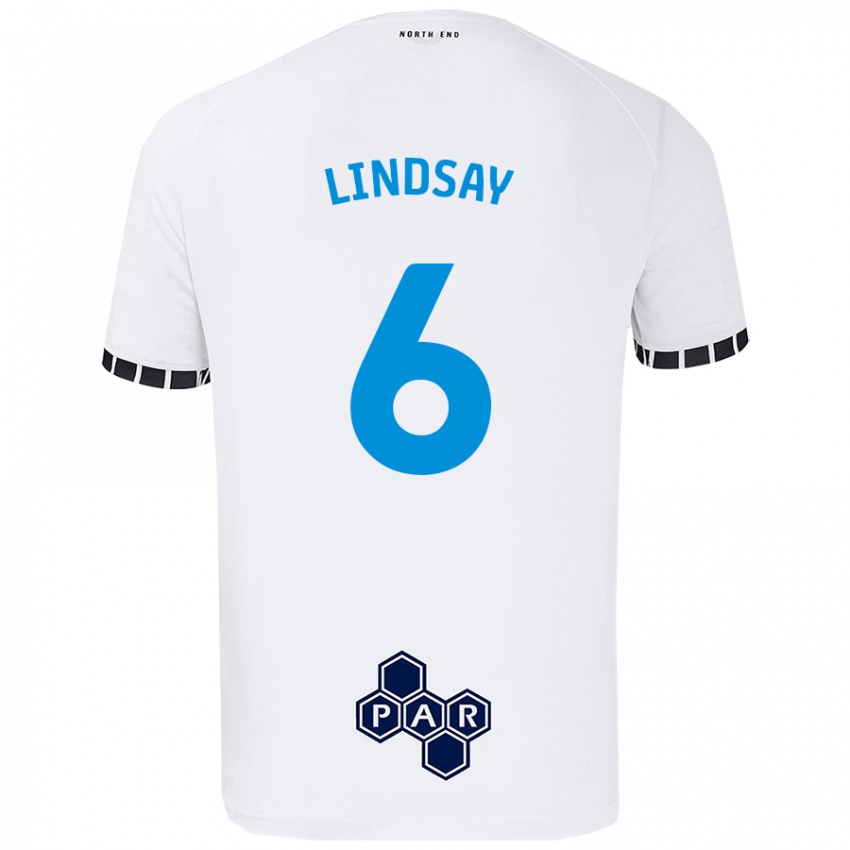 Gyermek Liam Lindsay #6 Fehér Hazai Jersey 2024/25 Mez Póló Ing