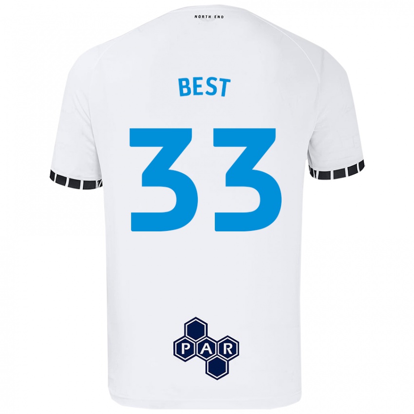 Gyermek Kian Best #33 Fehér Hazai Jersey 2024/25 Mez Póló Ing