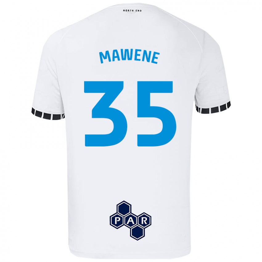 Gyermek Noah Mawene #35 Fehér Hazai Jersey 2024/25 Mez Póló Ing