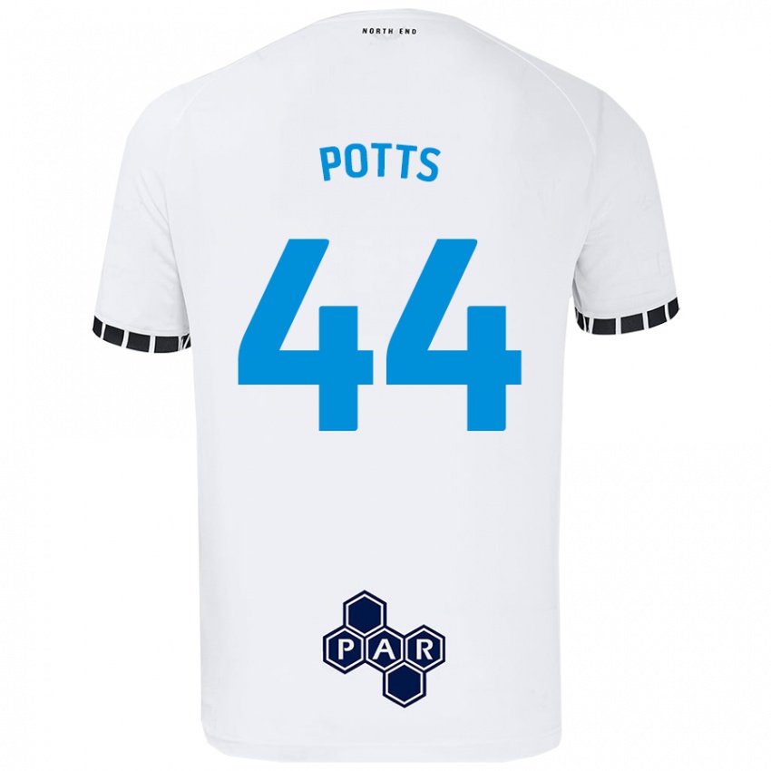 Gyermek Brad Potts #44 Fehér Hazai Jersey 2024/25 Mez Póló Ing