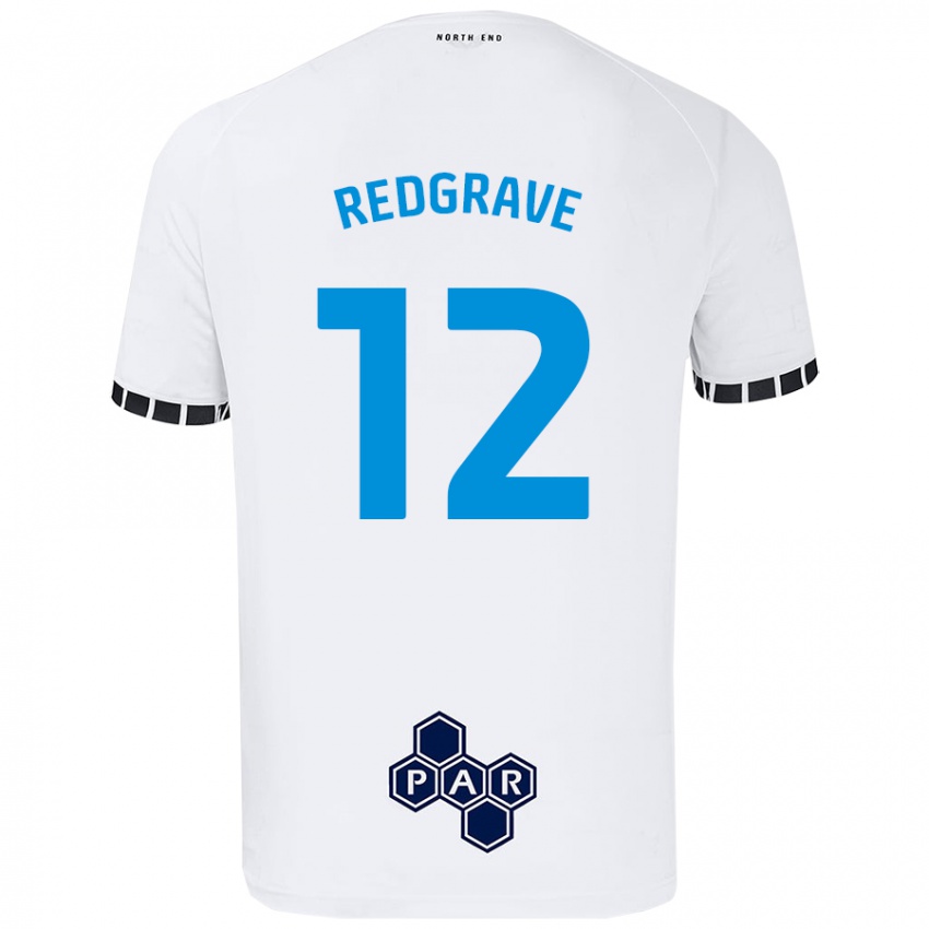 Gyermek Jodie Redgrave #12 Fehér Hazai Jersey 2024/25 Mez Póló Ing