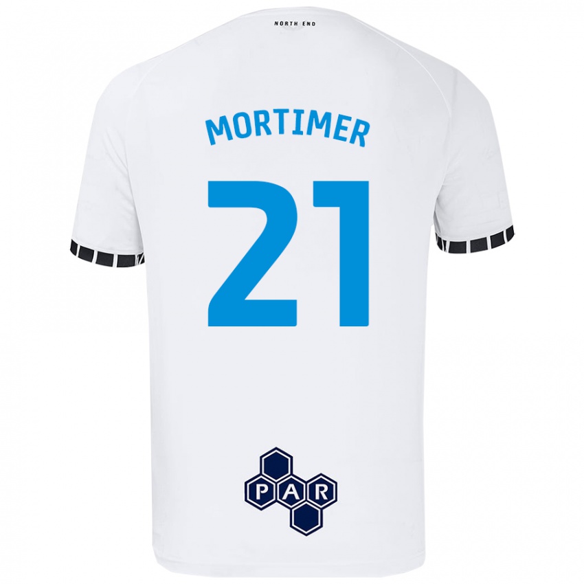 Gyermek Jodie Mortimer #21 Fehér Hazai Jersey 2024/25 Mez Póló Ing