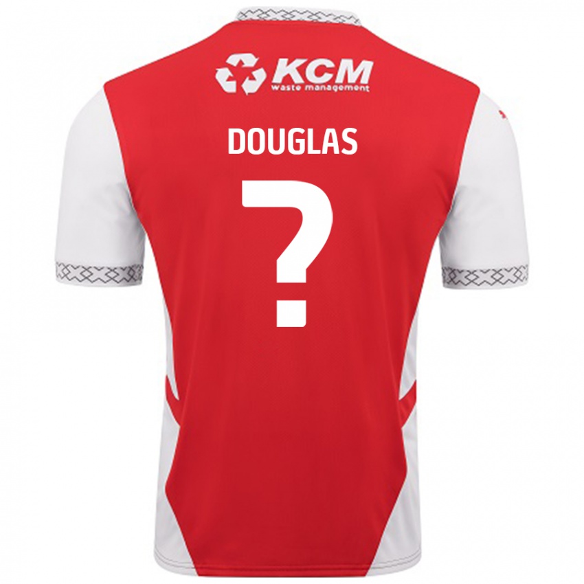 Gyermek Hamish Douglas #0 Piros Fehér Hazai Jersey 2024/25 Mez Póló Ing