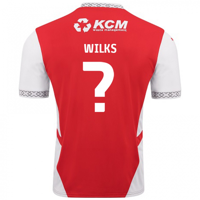 Gyermek Mallik Wilks #0 Piros Fehér Hazai Jersey 2024/25 Mez Póló Ing