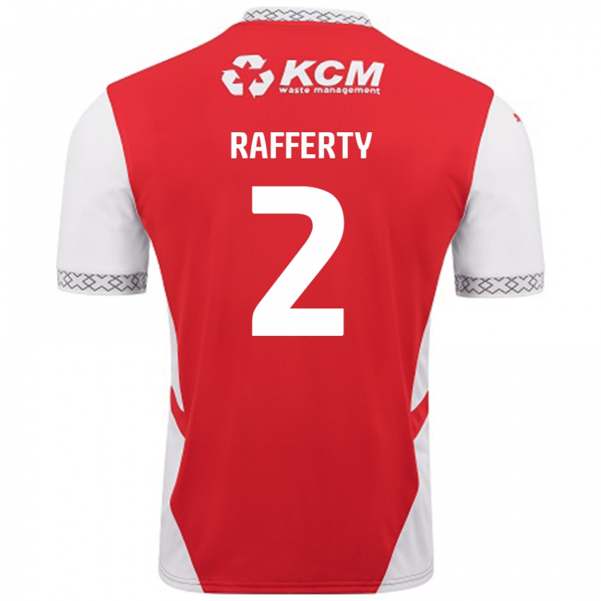 Gyermek Joe Rafferty #2 Piros Fehér Hazai Jersey 2024/25 Mez Póló Ing